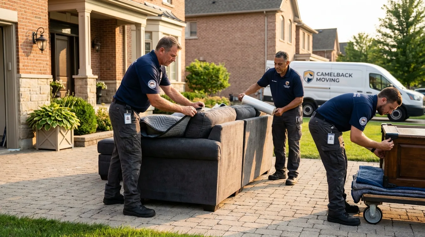 Large estate moving crew wrapping furniture in West Jefferson, NC
